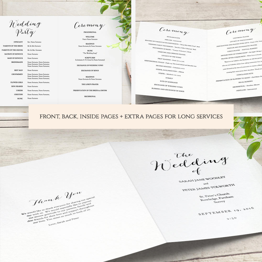 Booklet Wedding Program template, Church Order of Service printable  templates. Multiple page booklet "Sweet Bomb" Corjl Template, FREE Demo Pertaining To Church Program Templates Word