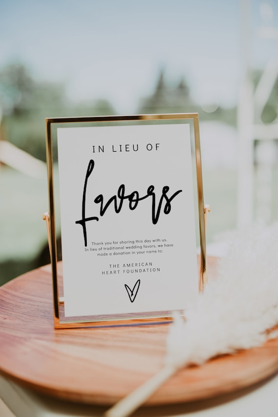 In Lieu of Favors Sign, Wedding Donation Sign, In Your Name Sign, Printable In Lieu of Favors, 3 Sizes, Corjl Template, FREE Demo | 88