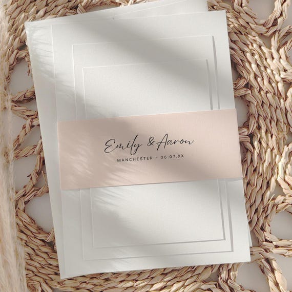 DIY Printable Belly Band Template, Wedding Invitation Wrappers Belly Band Template, Canva Template | 118