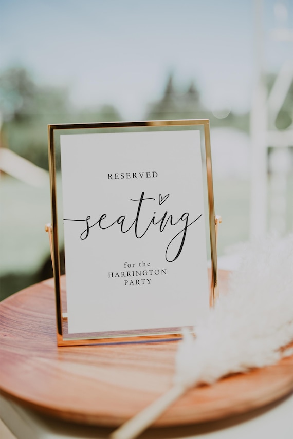 Reserved Seating Sign with message, Reserved for sign, DIY printable reserved signs in 9 Sizes, Canva Templates | 68