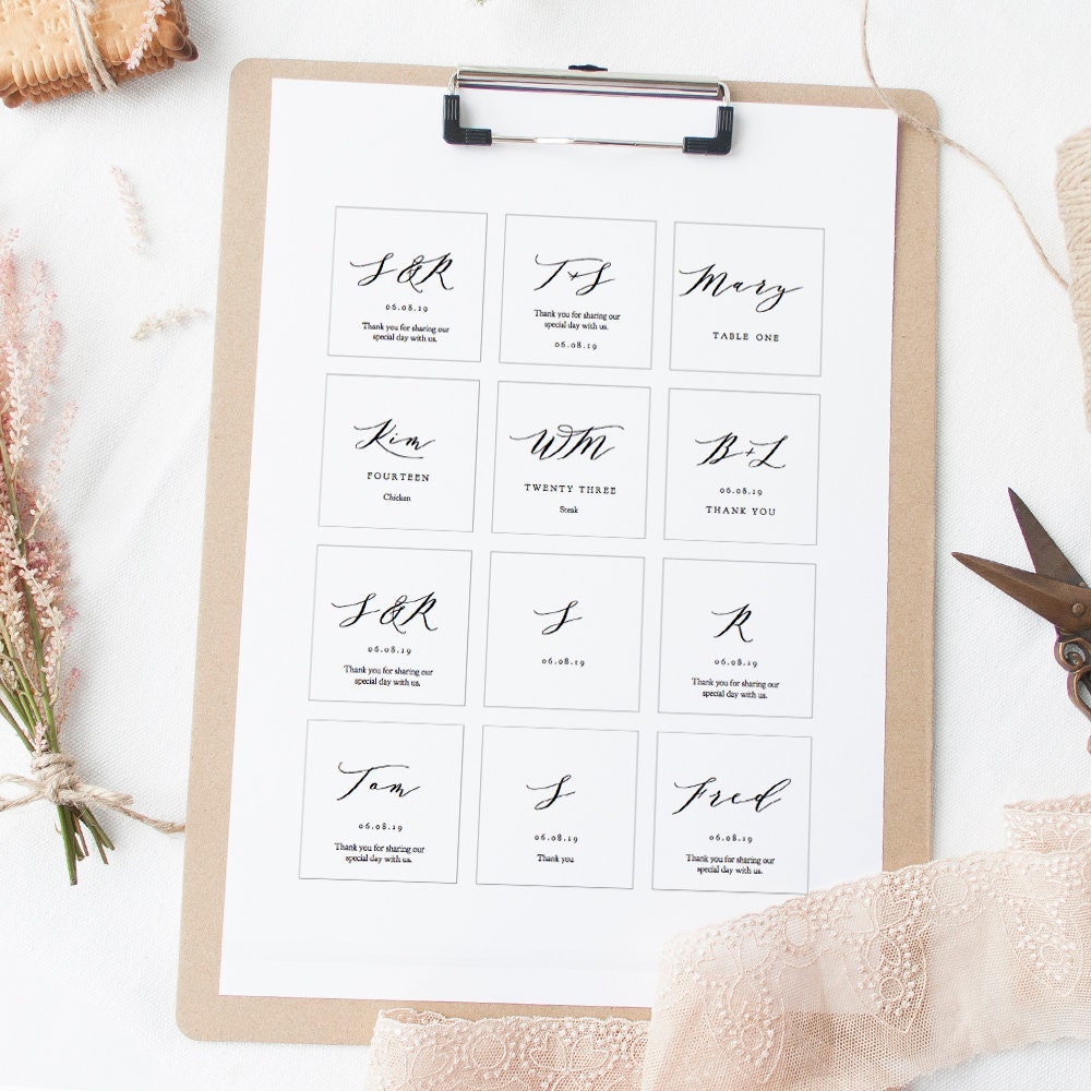 initial tags 2x2 square diy favor tags printable square