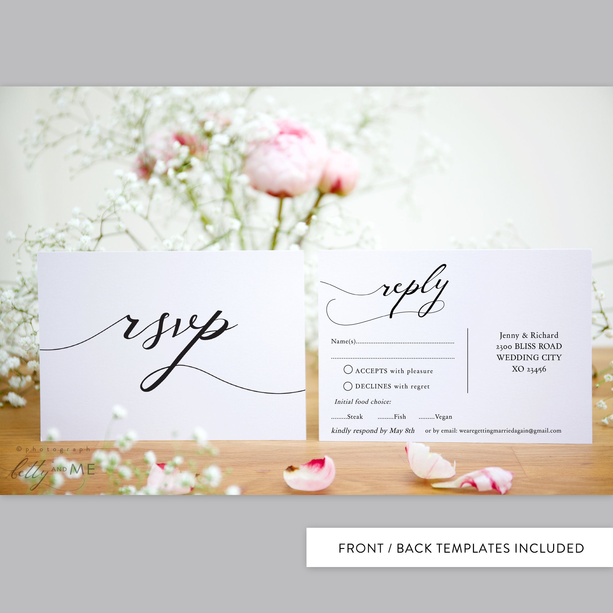 Lucy - RSVP Postcard Wedding, Printable Rsvp Cards, DIY Wedding For Wedding Rsvp Postcard Template Free