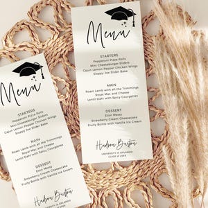 Canva Graduation Menu Template, Graduation Party Table Decorations ...