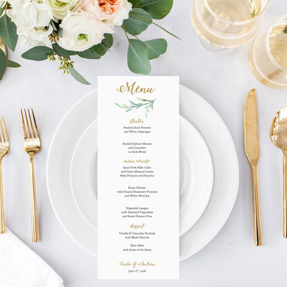 Wedding Menu Size Template Wedding Menu Size Template
