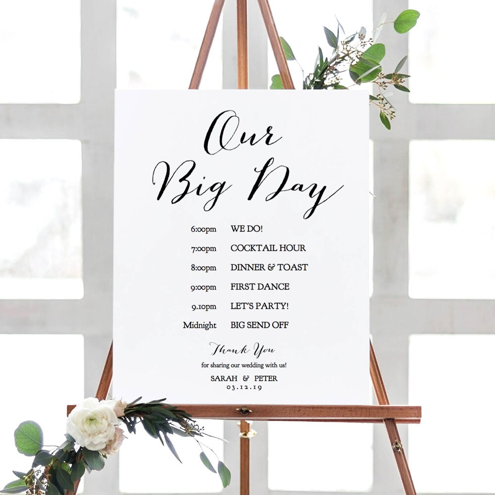 Reception Program, Printable DIY Wedding Reception Card in 6 sizes