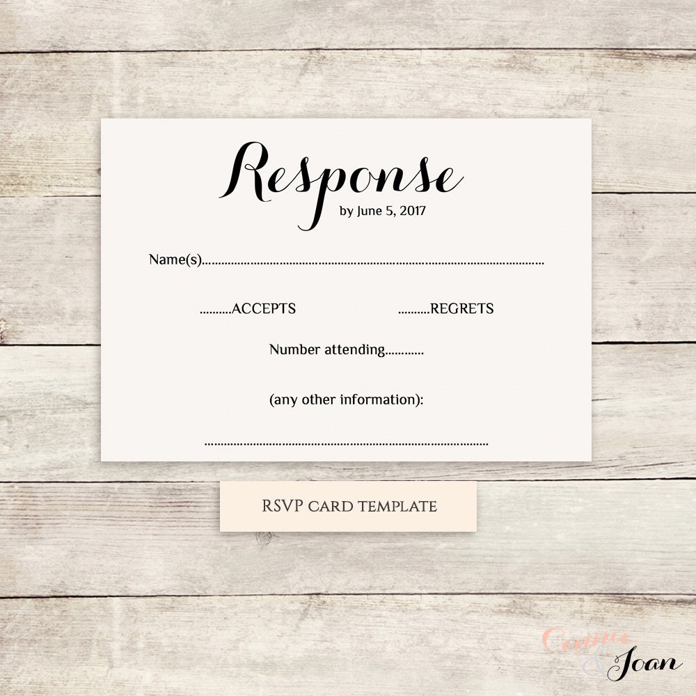 Printable Wedding RSVP Template RSVP Card Byron Any Etsy