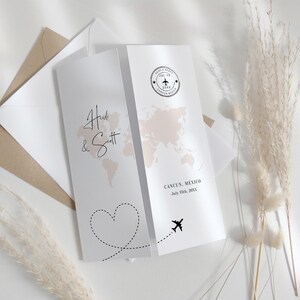 Destination - Folded Wedding Invitations, Folded Gatefold Invitation Templates, Destination Wedding Invitations, Canva Templates image 9