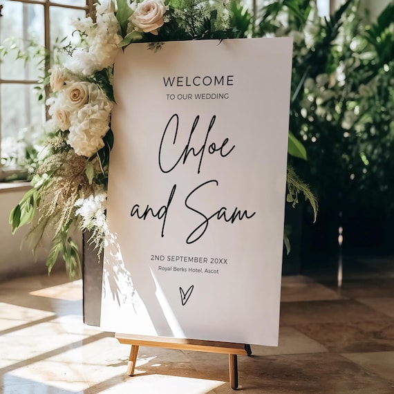 Canva Templates for Minimalist Welcome Wedding Sign in 9 Sizes | 53