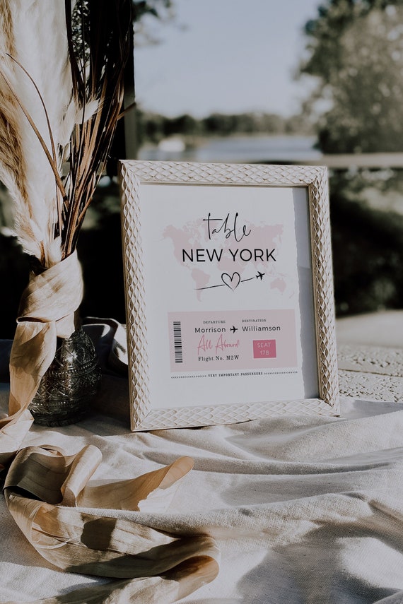 Destination Boarding Pass Table Names, Boarding Pass Table Numbers, Bridal Shower Table Numbers, Corjl Templates, FREE Demo