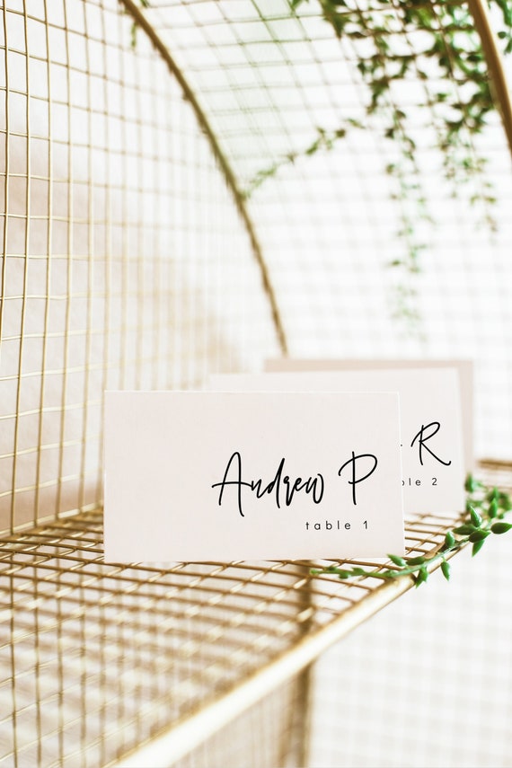 Simple Wedding Place Cards, Printable Template, Modern Place Cards, Wedding Place Cards, Escort Cards, Corjl Templates, FREE Demo | 88