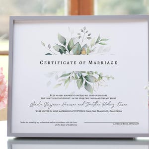 Hochzeitsurkunde, Heiratsurkunde, Souvenir Urkunde der Heirat, Bearbeitbare Urkunde, Hochzeitsandenken, 6 Größen, Canva Template