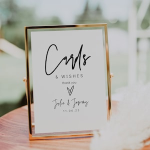 Placa de cartões e desejos, Placa de cartões de casamento para impressão, Modelo de cartões e desejos de casamento, 3 tamanhos, Modelo Canva | 88