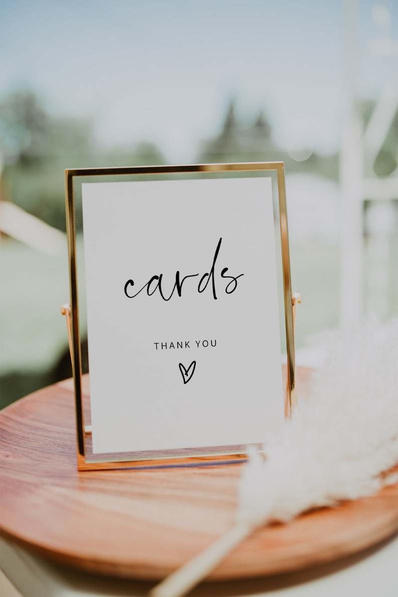 Wedding Cards Sign, Printable Wedding Signage, Minimalist Wedding Sign Templates , 3 Sizes, Corjl Template, FREE demo 86 image 3