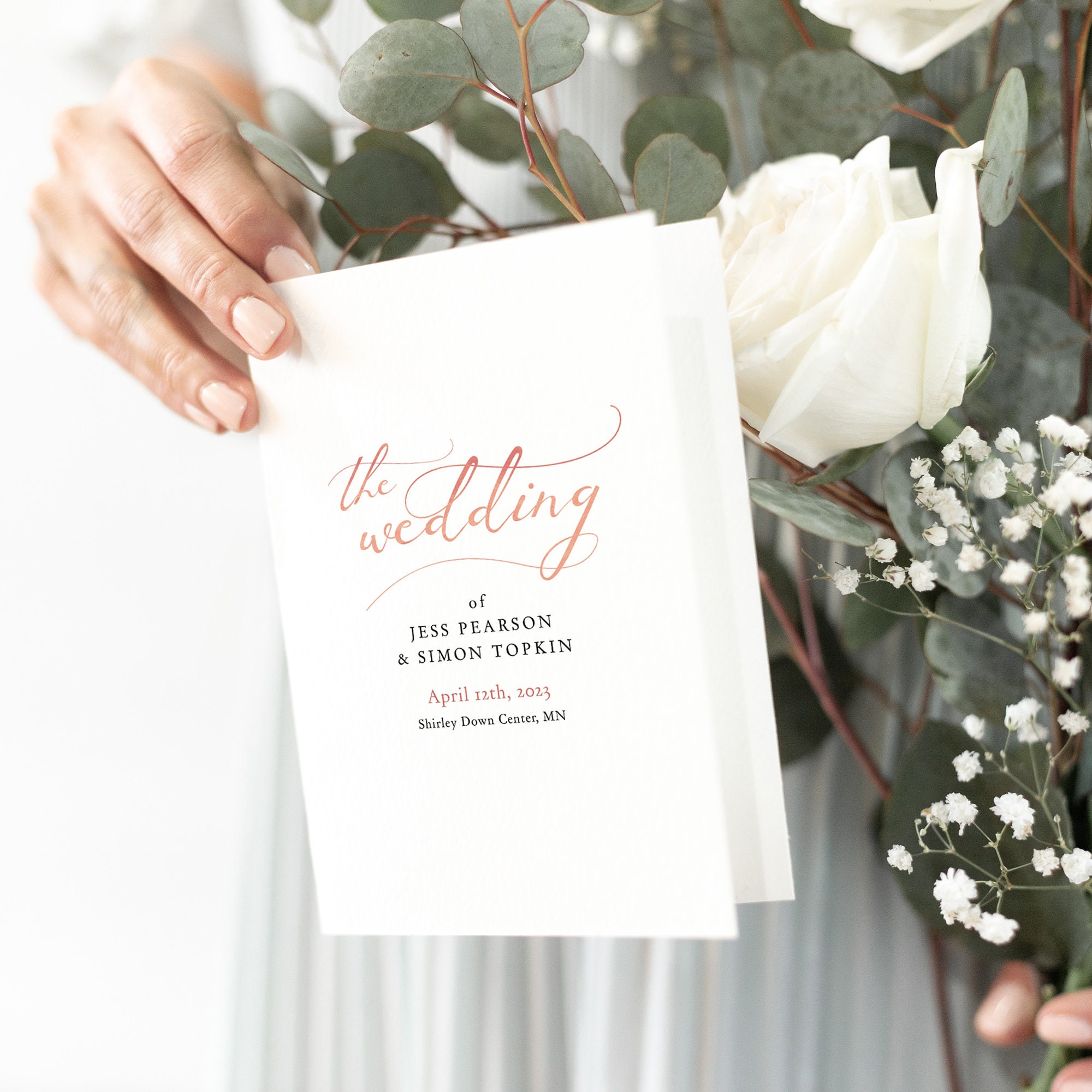 Lucyrose Rose Gold Wedding Program Booklet Order Of Service Printable Template Rose Gold Effect Corjl Template Free Demo