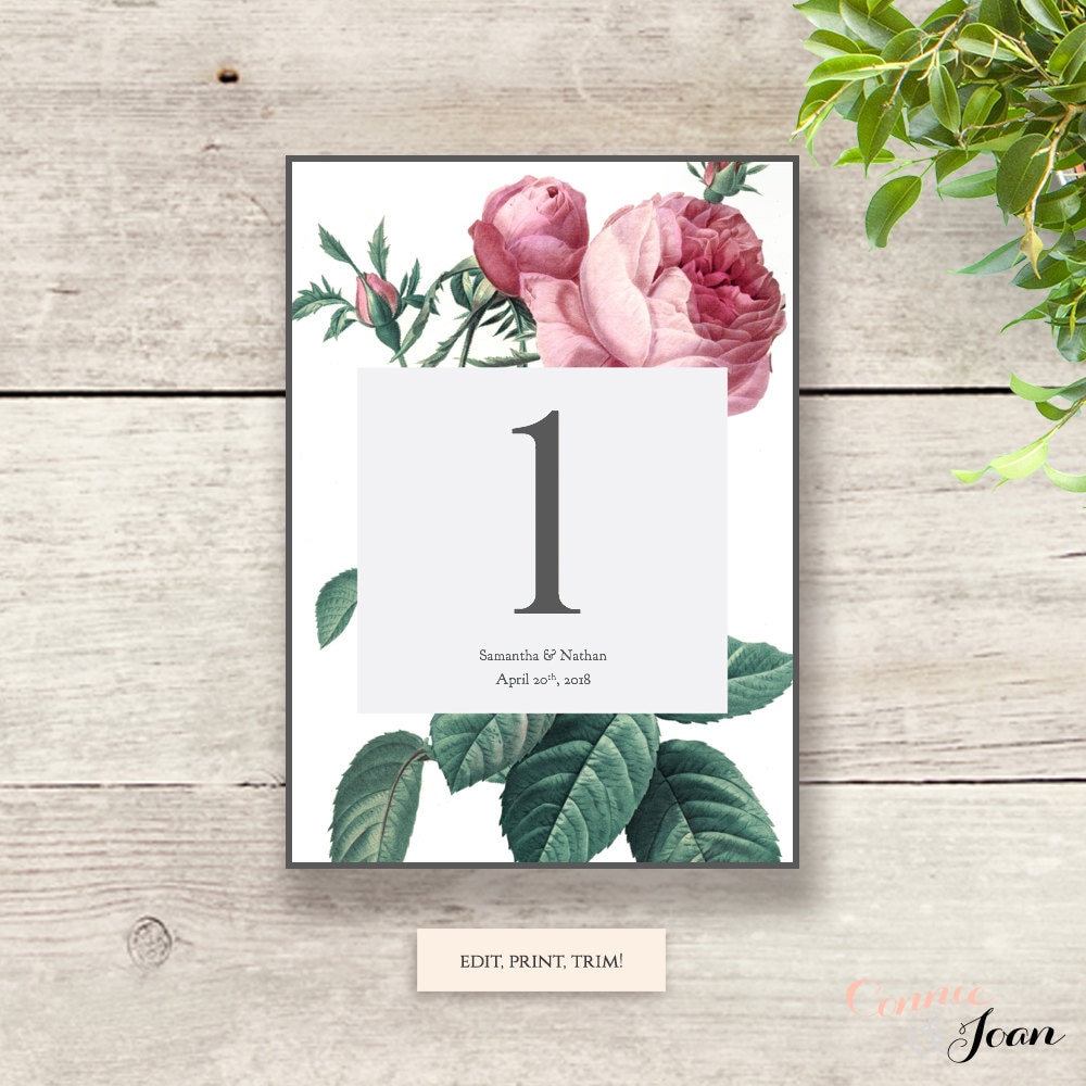 Table Number Cards Template