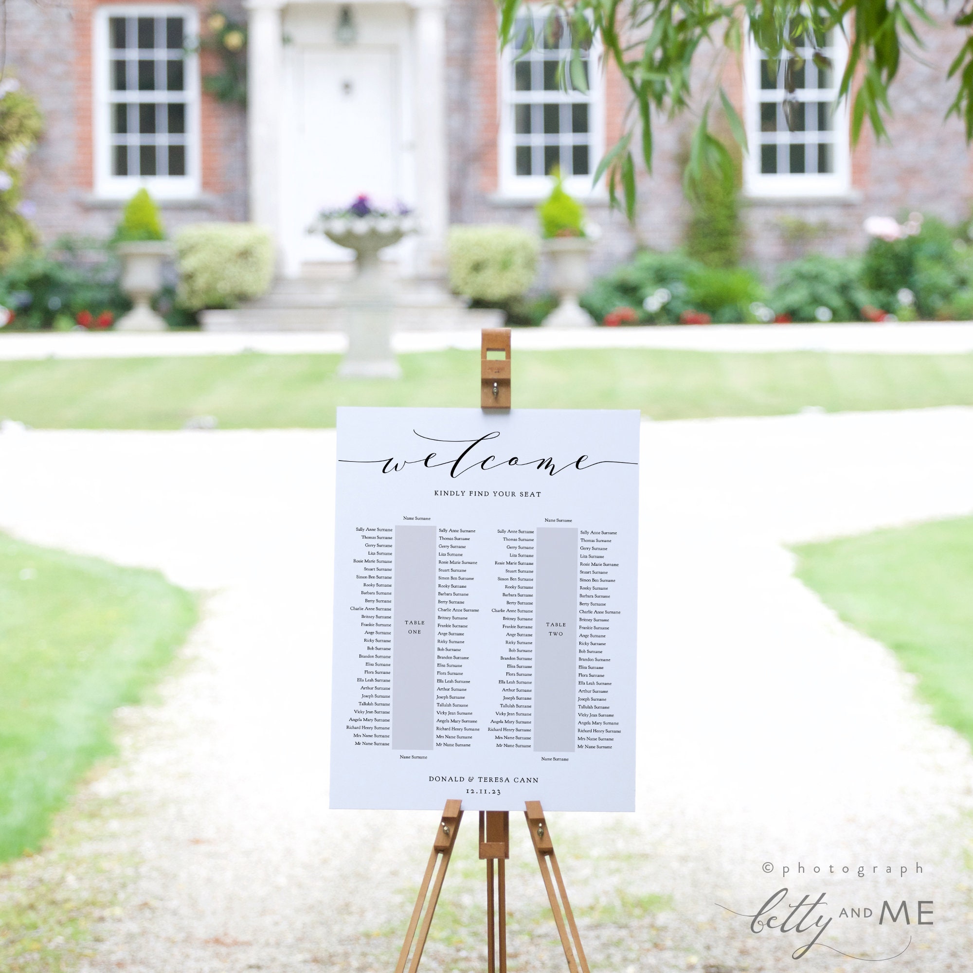 2 tables plus top table Seating Plan Template, 4 sizes, DIY Printable