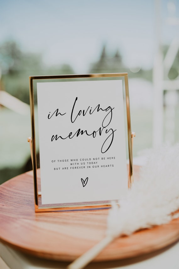 In Loving Memory Sign, Printable In Loving Memory Sign for Wedding, 5 Sizes, Modern Minimalist Memorial Sign, Canva Template | 86