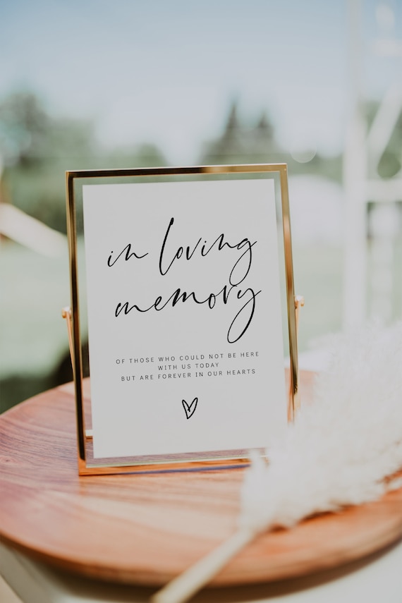 In Loving Memory Sign, Printable In Loving Memory Sign for Wedding, 3 Variations, Modern Minimalist Memorial Sign, Canva Template | 86