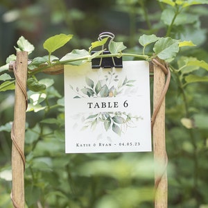 Leaf & Gold Table Numbers 7 Sizes, Printable Wedding Numbers, Table Number Cards, 2x3 to A5 Sizes, Corjl Templates, FREE Demo image 6