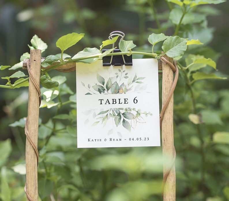 Leaf & Gold Table Numbers 7 Sizes, Printable Wedding Numbers, Table Number Cards, 2x3 to A5 Sizes, Corjl Templates, FREE Demo image 6