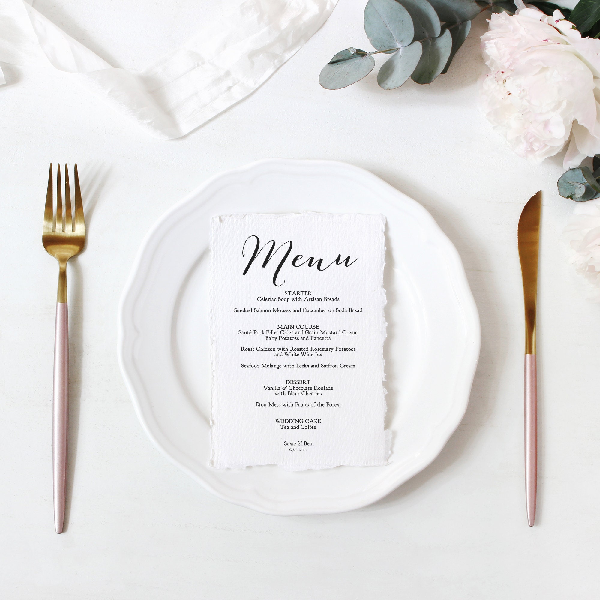 Wedding Menu Template Printable Menu Template 3 Sizes Etsy UK