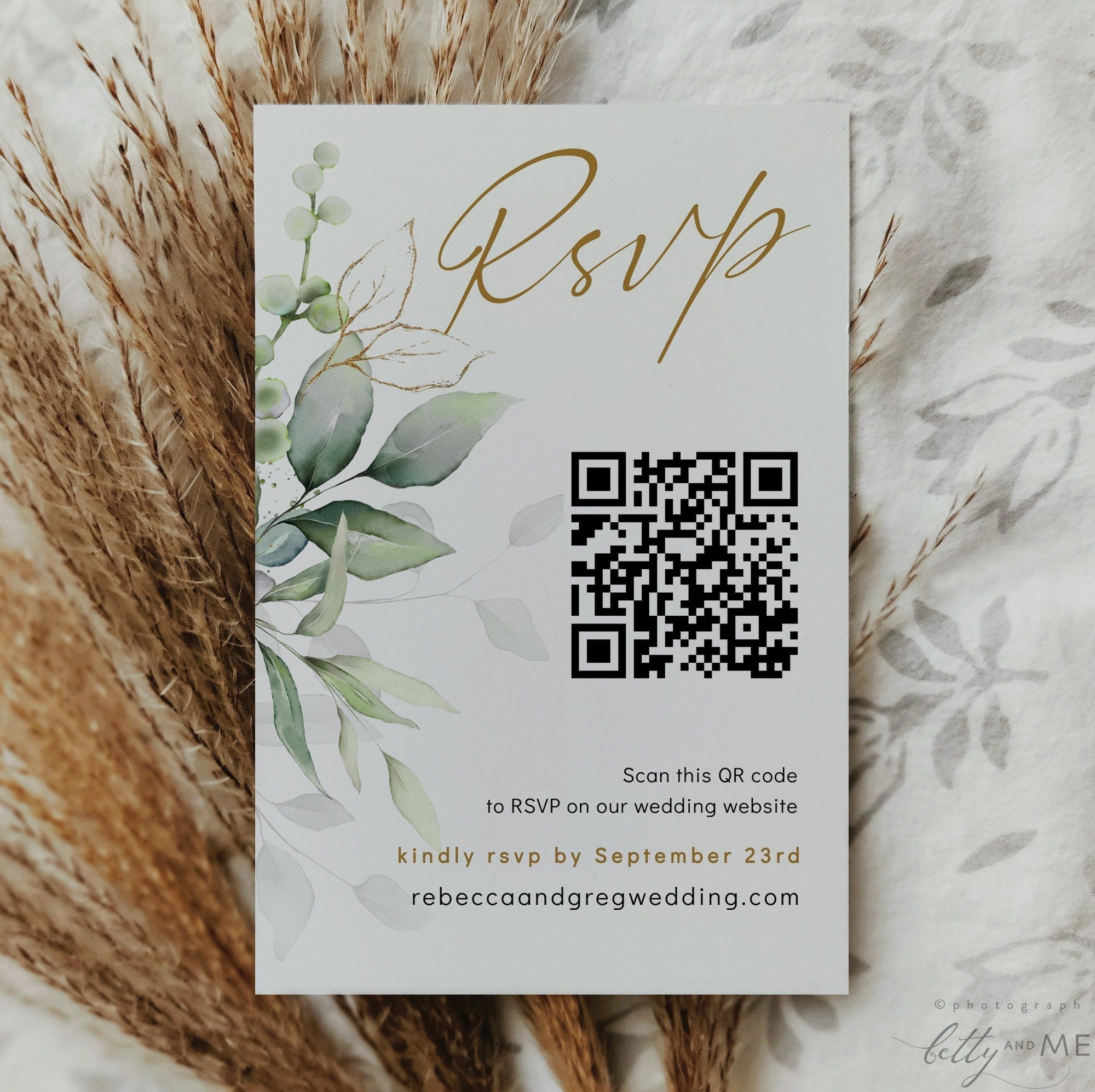 greenery-rsvp-card-with-qr-code-wedding-rsvp-qr-code-scan-to-rsvp