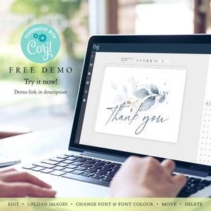 Dusty Blue Thank You Cards, Printable Thank You Cards, Dusty Blue Wedding, Thank You Cards, Corjl Template, FREE Demo 80 Dusty Blue image 4