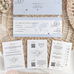 Flight Invitation Set, Boarding Pass Wedding Invitation Suite, RSVP Boarding, Destination Wedding Template, Corjl Templates, FREE Demo 83 image 4