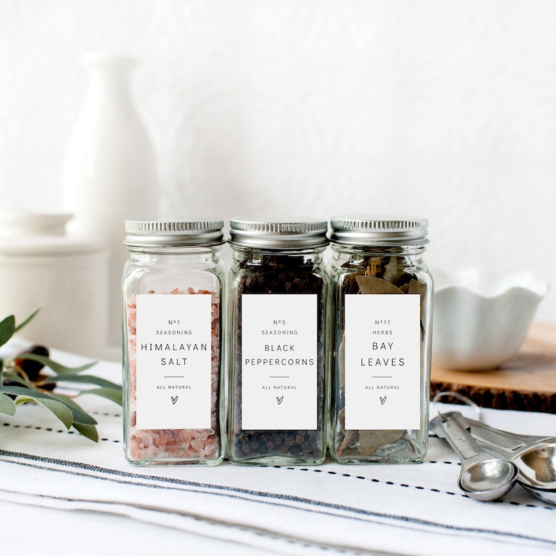 Spice Jar Labels Template Modern Minimalist Kitchen Labels Etsy