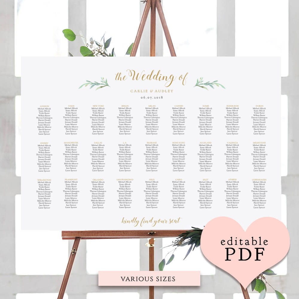 greenery wedding seating chart