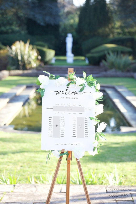 Horseshoe Wedding Seating Plan, Horseshoe Table Plan, 3 Banquet Tables, Printable Seating Plan, Templates in 11 sizes, Canva Templates | 68