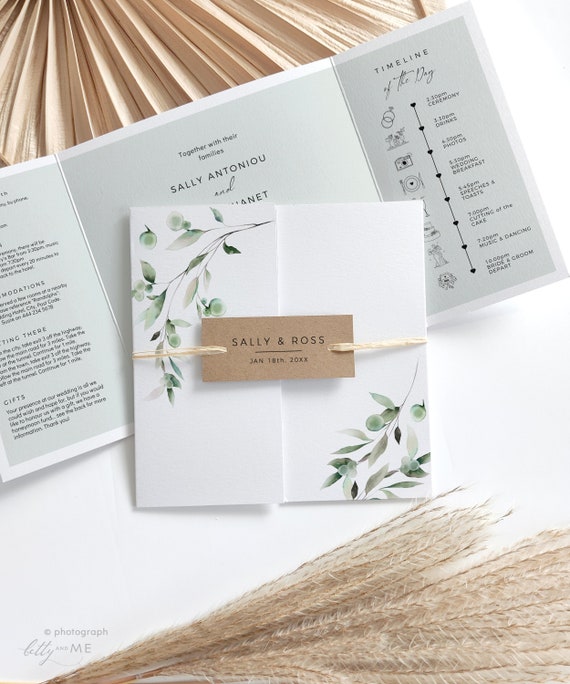 Square Wedding Invitations, Gatefold Invitations, Folded Invitations, Square Gatefold Invites, Printable Invitations, Canva Template | 80G