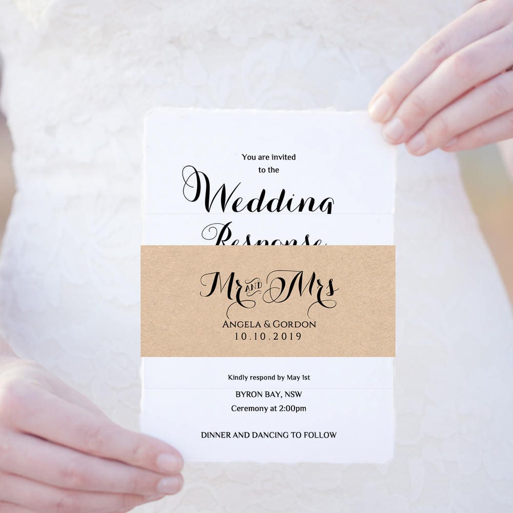 Invitation Belly Band Printable Template Wedding Belly Band Etsy