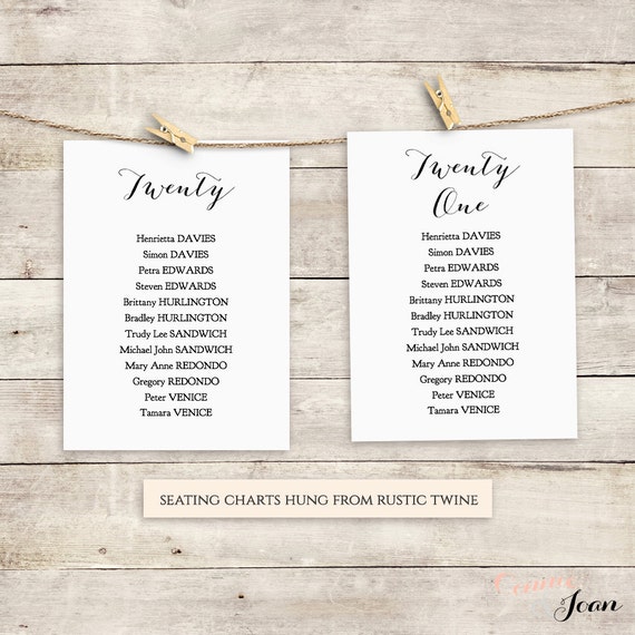 Table Seating Chart Cards