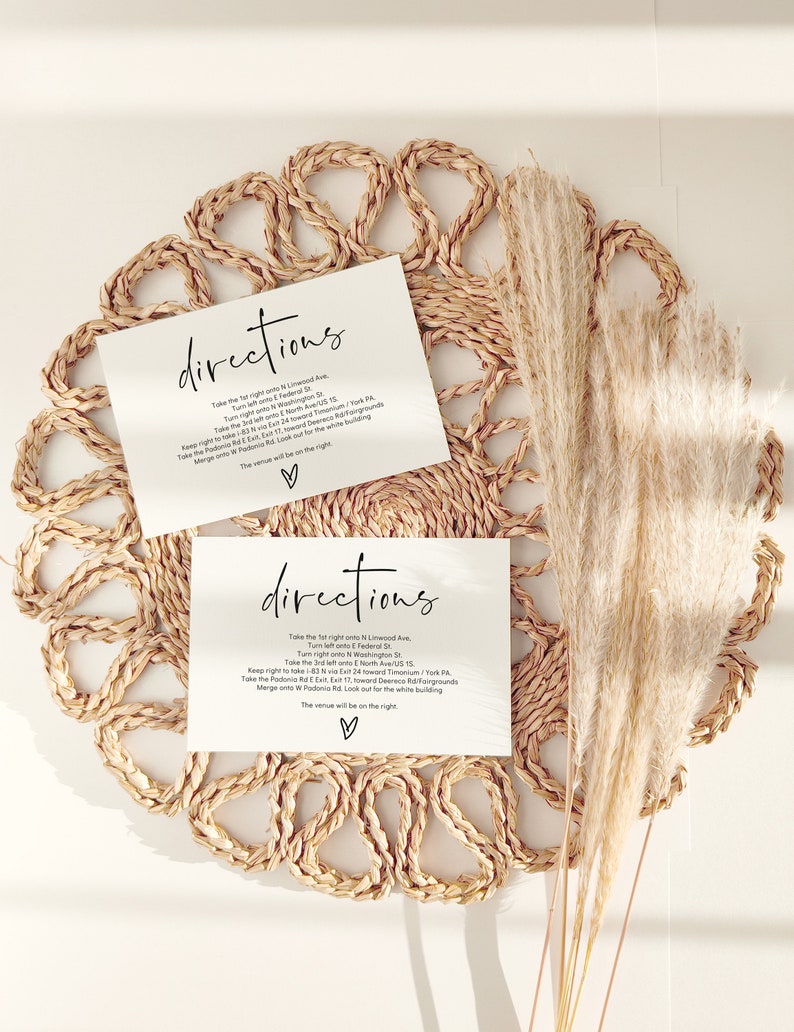 Directions Card Template Printable Directions Card Wedding Guest ...