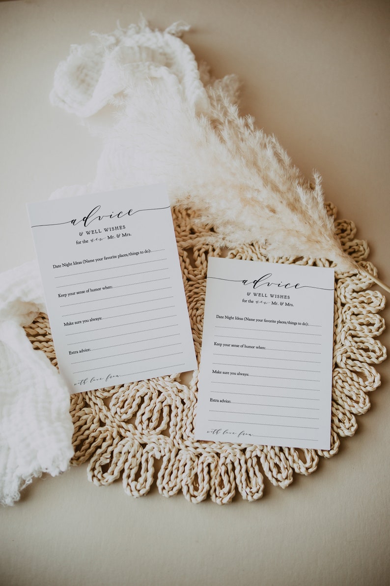 Advice and Well Wishes Cards / Sign, DIY Marriage Printable Advice Cards and Sign, 5x7" cards AND sign 'Wedding', Download and Print. image 4