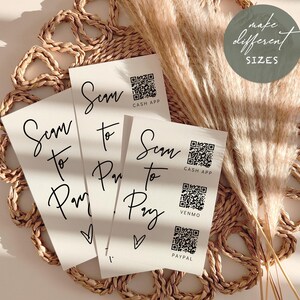 Zahlungsschilder mit QR-Codes, Scan-to-Pay-Zeichen, Druckbares QR-Code-Zeichen, Kunden-QR-Code-Zahlung, 6 Größen, Geschäftsschild, Canva-Vorlage | Sig. 88