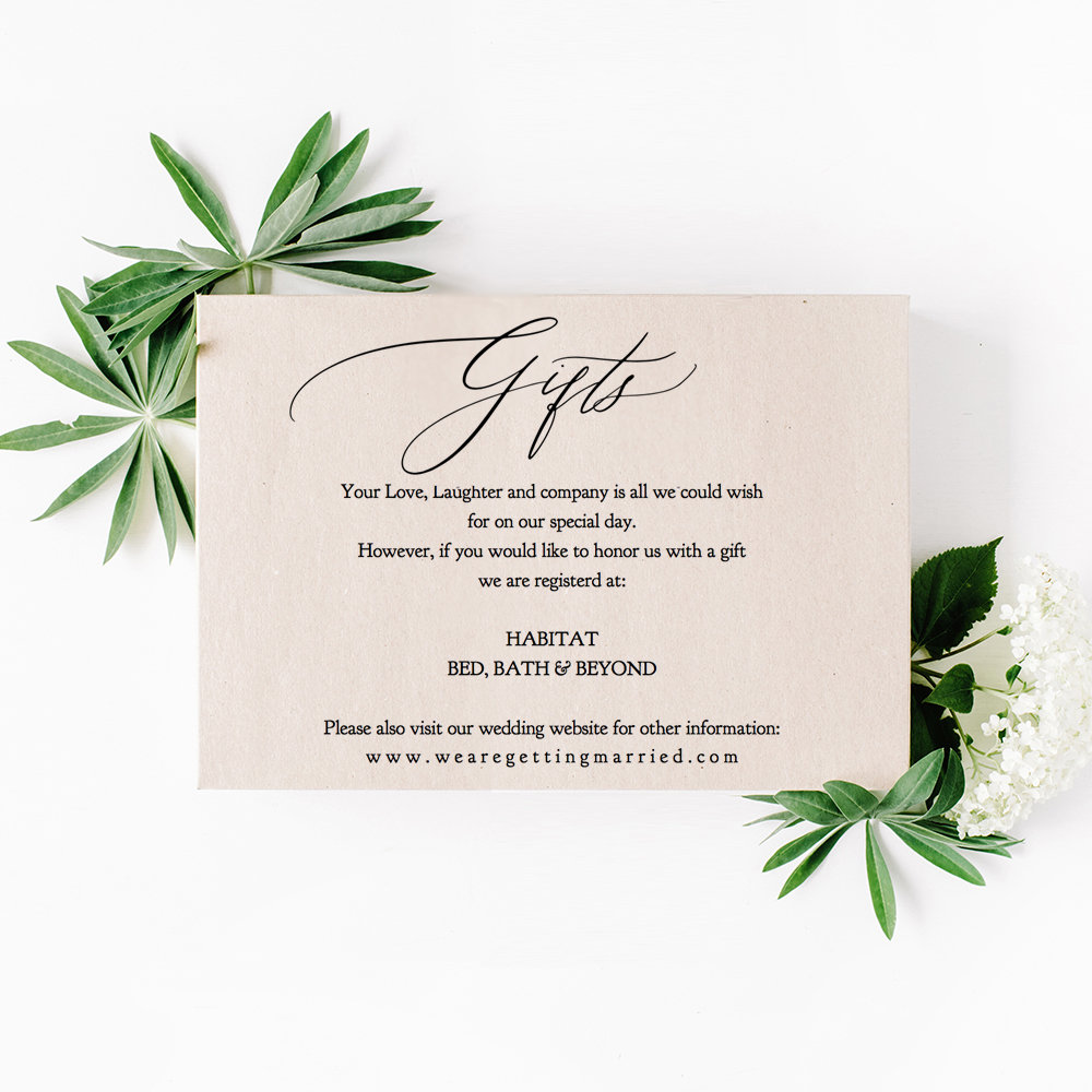 Gifts Card Template Printable Gift Card Gift Registry, 5x3