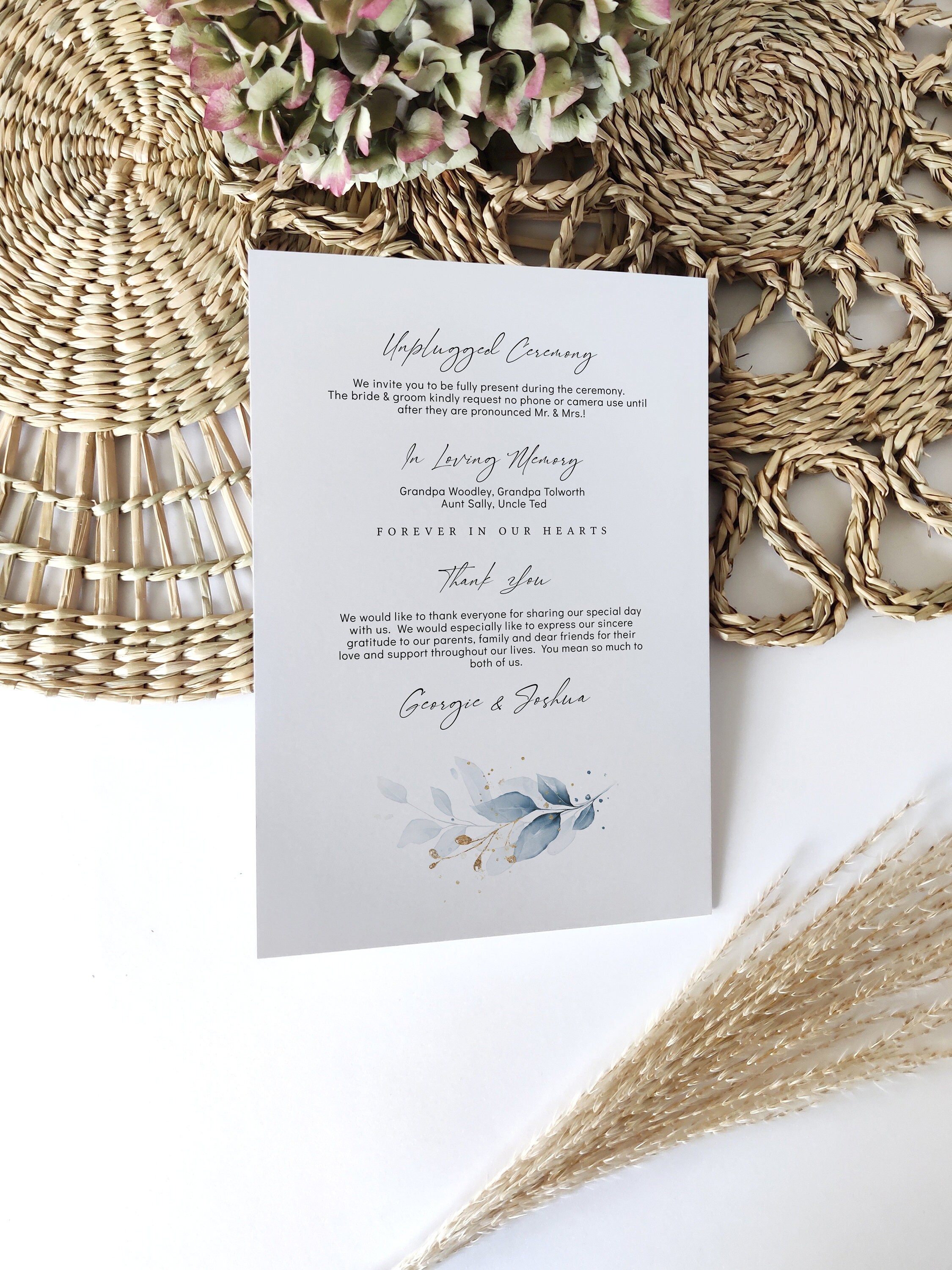 Dusty Blue Wedding Program, Printable Program Booklets, Printable Blue ...