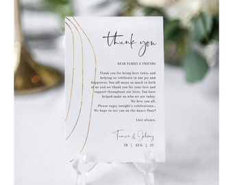 Abstract - Gold Thank You Note, Printable Wedding Thank You Card, Download 4x6" & 5x7", Corjl Templates, FREE Demo