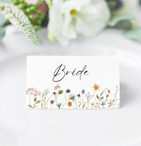 Wildflower Place Cards, Wedding Table Cards, Canva Template, 94FB