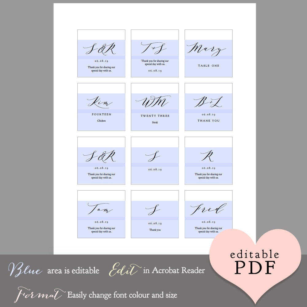 Initial Tags 2x2 square DIY Favor Tags Printable Square | Etsy