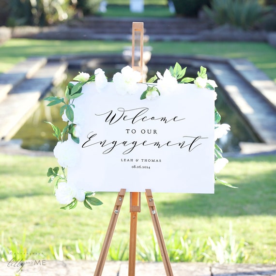 Welcome Engagement Sign, Printable Welcome to Our Engagement Sign, "Wedding" Printable Sign 6 sizes included, Corjl Template, FREE Demo