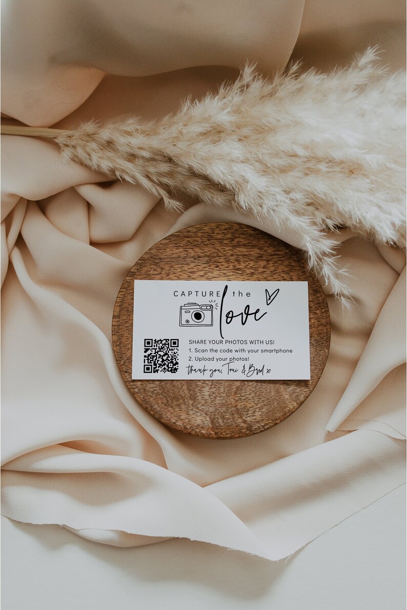 Business Card with QR Code, Capture the Love QR Code, Share Wedding Photos, Share the Love, 22 Sizes, Canva Template 88 image 2