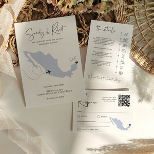 Destination Mexico Wedding Invitation Set, Destination Wedding Invitation and Phone Set, Electronic Invite Set, Corjl Templates, FREE Demo image 7