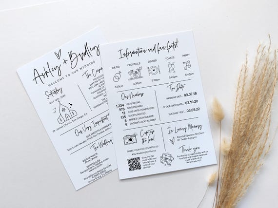 Canva Wedding Program Template, Wedding Day Program, Infographic Program, Wedding Program Timeline, Canva Template | 88
