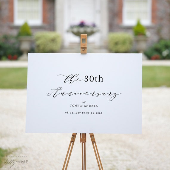 30th Anniversary Welcome Sign, Printable 30th Anniversary or any other number, DIY Printable, "Wedding" 6 sizes, Corjl Template, FREE Demo