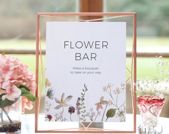 Wildflower Flower Bar Sign, Bouquet Sign, Make a Bouquet, Floral Wedding Sign, Corjl Template, FREE Demo | 94