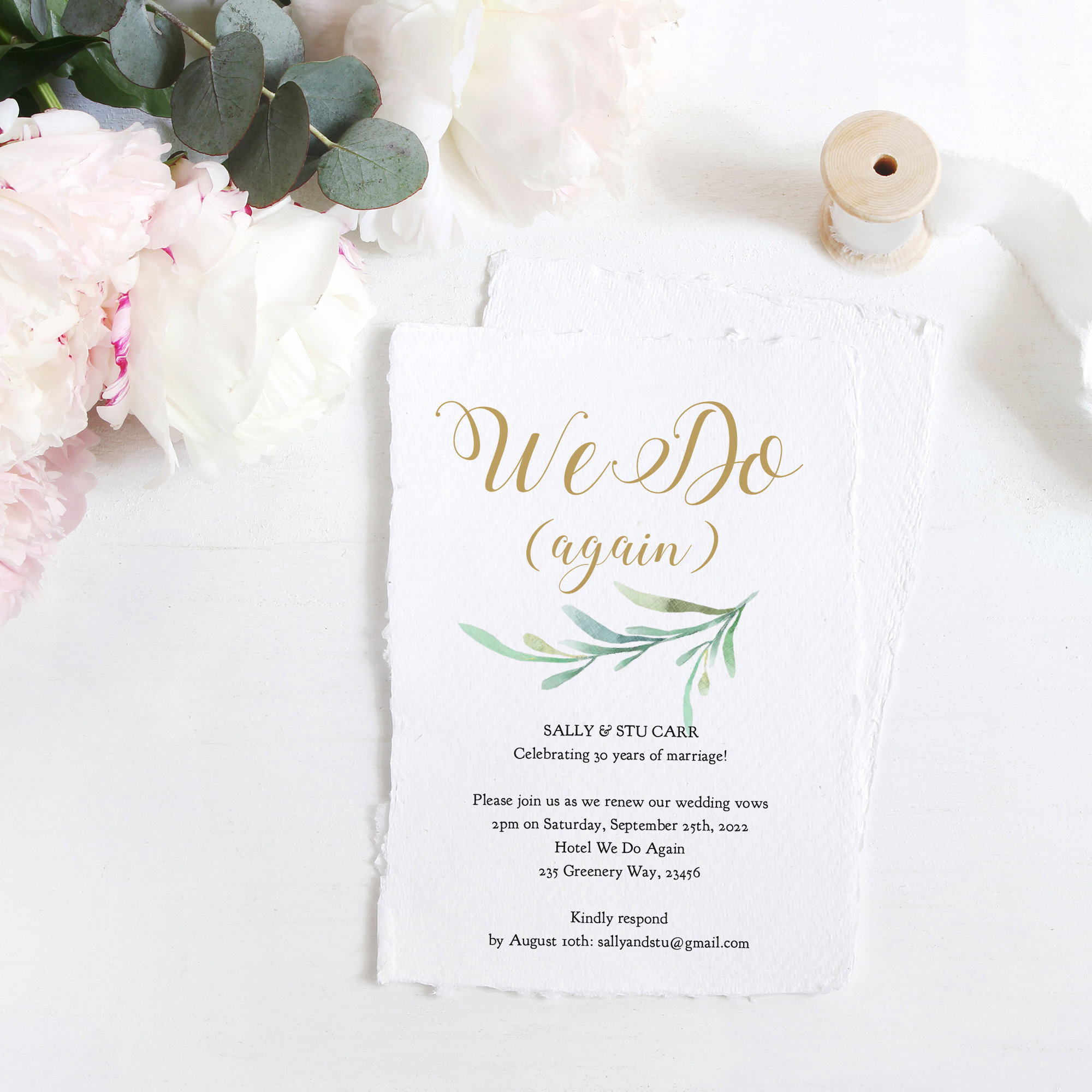 Vow Renewal Invitation Template Wedding Anniversary We Do Again, We Still  Do, DIY Printable Invite, 'Greenery', Corjl Template, FREE Demo