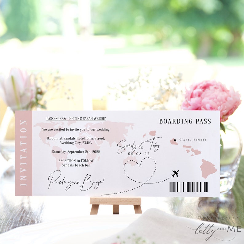 Destination Hawaii Boarding Pass Invitation Ticket Template, Any Colors, Printable Boarding Pass Invitation, Corjl Templates, FREE Demo image 6